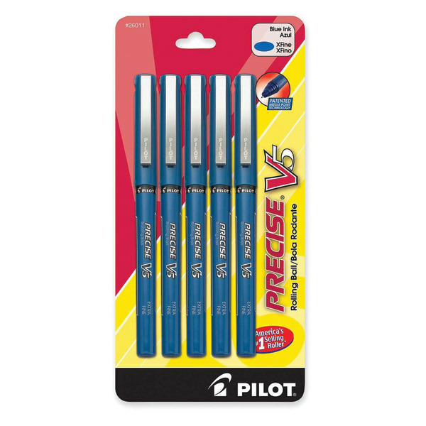 Pilot 26011 Blue Ink Extra Fine Point Precise V5 Rollerball Pens