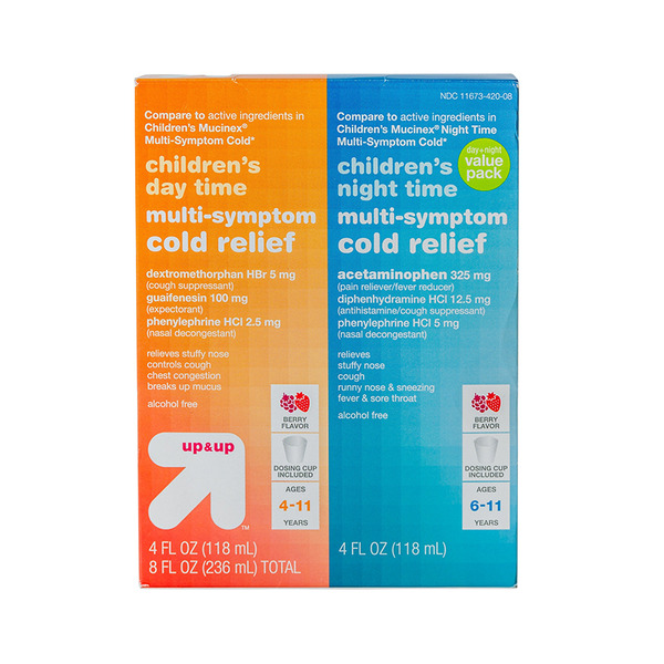 Up&Up Children's Day Time/night Time Value Pack - Multi-symptom Cold Relief Cough Suppressant Pain Reliever/fever Reducer Expectorant Antihistamine/cough Suppressant Nasal Decongestant Liquid Berry