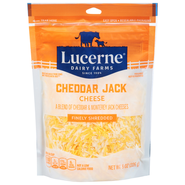 Lucerne Finely Shredded Cheese, Cheddar Jack