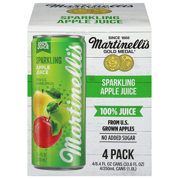 Martinelli's 100% Juice, Apple, Sparkling, 4 Pack Same-Day