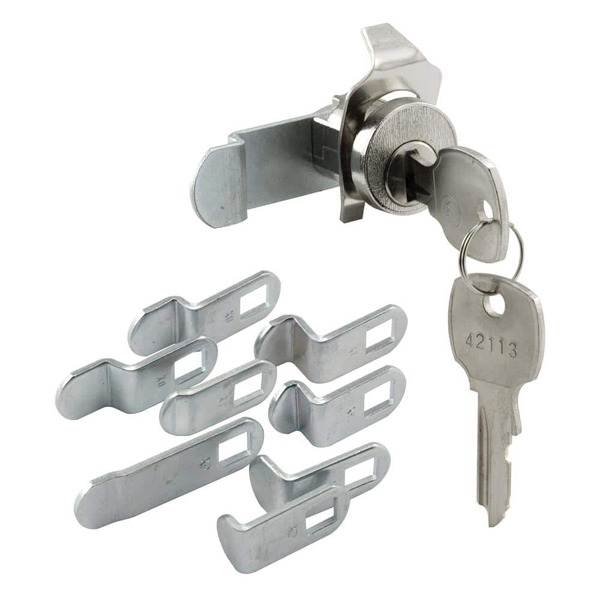 Prime-line 11/16 In. Diameter, Mailbox Lock, Diecast Construction, Nickel Plated Finish, 9 Cams, Locks Counter Clockwise Rotation