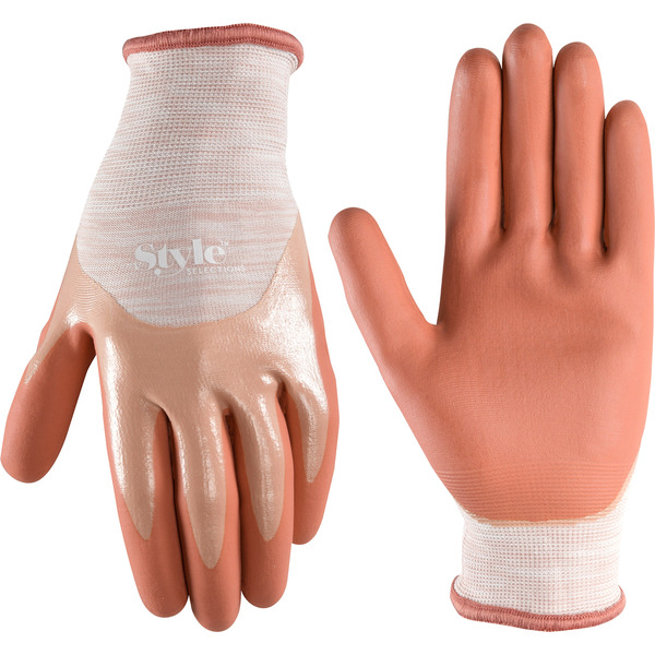 Style Selections Pink Nitrile dipped Nitrile/Polyester Gardening Gloves 1 -Pairs