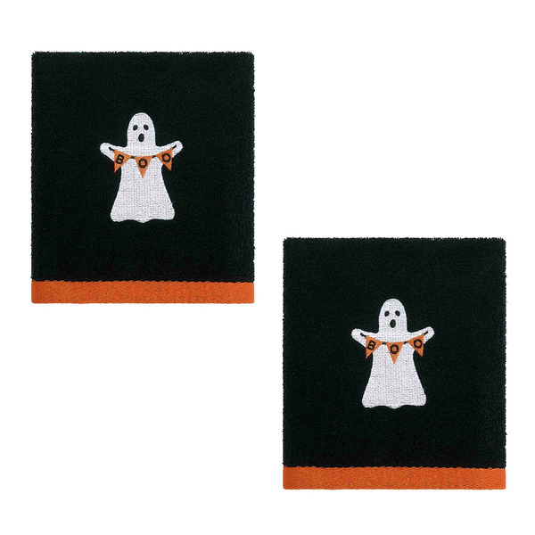 Avanti Boo Ghost Hand Towel Set, 28 x 16 in - Black