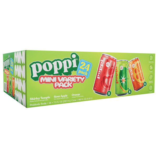 Poppi Prebiotic Soda Mini Variety Pack Cans, 7.5 fl oz, 24-count