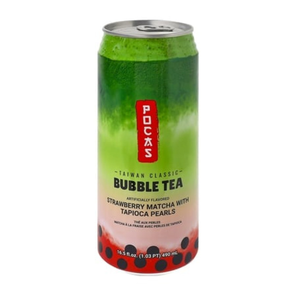 Pocas Strawberry Matcha Bubble Tea With Tapioca Pearls
