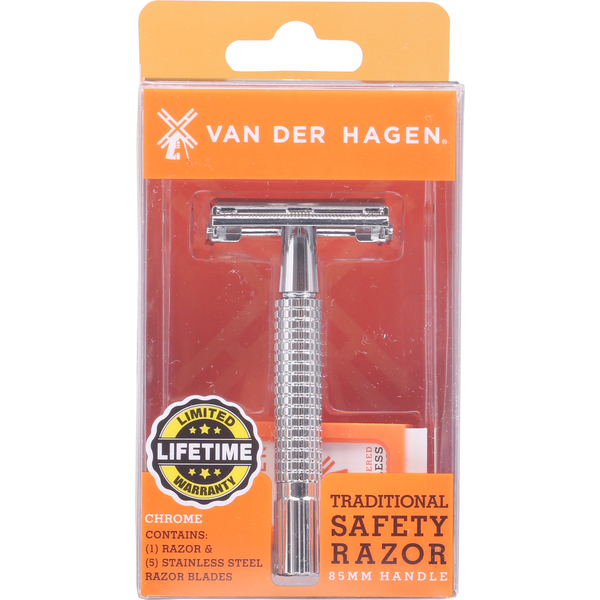 Van Der Hagen Safety Razor, Traditional, Chrome Same-Day Delivery