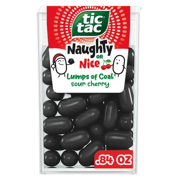 Tic Tac Naughty or Nice Lumps Of Coal Sour Cherry Mints, Hard
