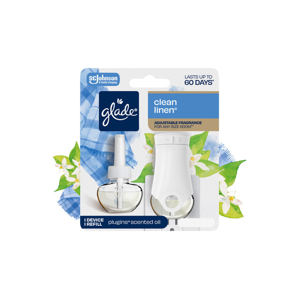 Glade PlugIns Scented Oil Air Freshener Warmer + Refill, Clean Linen