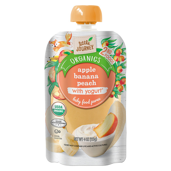 Little Journey Organics Baby Food Puree Apple Banana Peach With