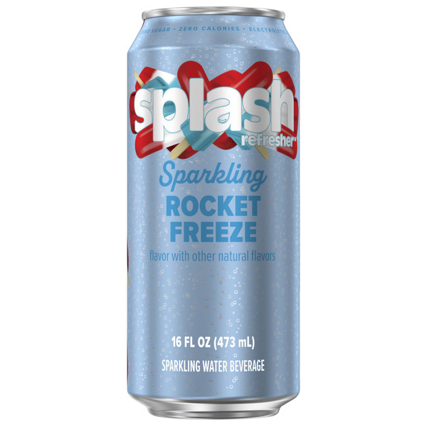 SPLASH REFRESHER Sparkling Water, Rocket Freeze Flavor - 16 Fl Oz Can, Single