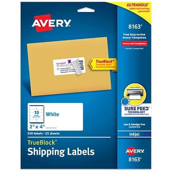 Avery Shipping Labels, Ink Jet, White