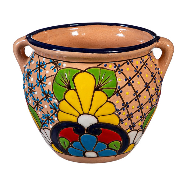 Style Selections 9.0-in W x 9.0-in L x 7-in H Multi-color Clay Urn Indoor Planter