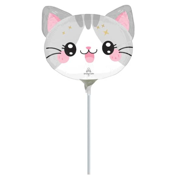 Anagram Balloons Kawaii Kitty Foil Stick Balloon - Pink & White