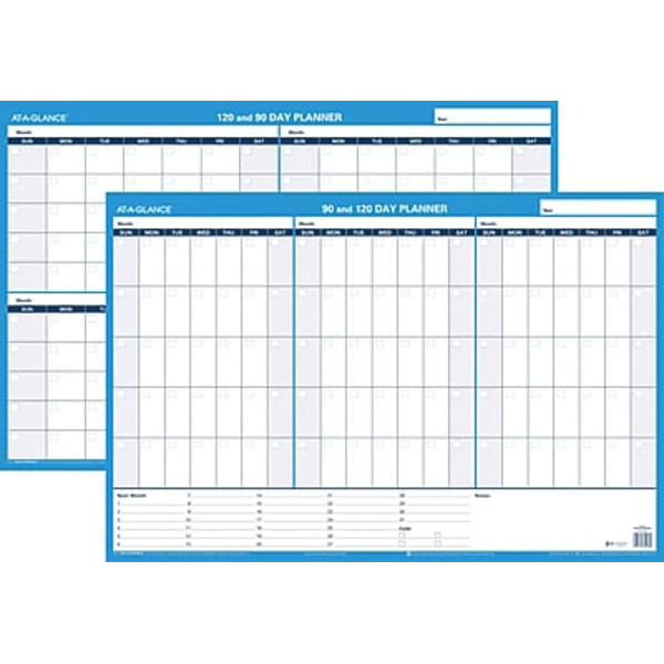 At a Glance PM239P-28 24" x 36" 90 & 120-Day Blue Undated Horizontal Erasable Wall Calendar