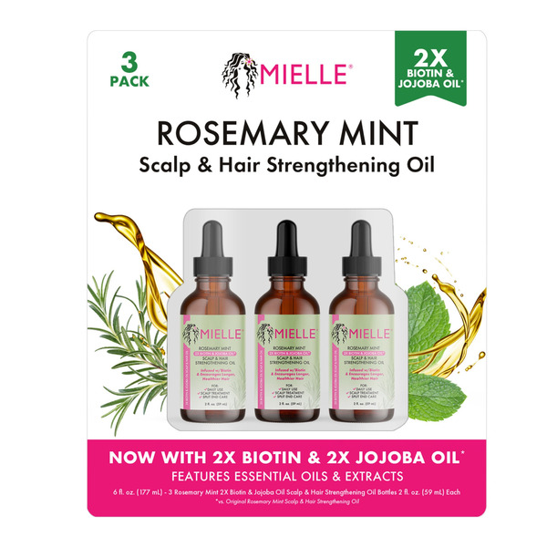 Mielle Rosemary Mint Scalp & Hair Strengthening Oil, 2 fl oz, 3-pack