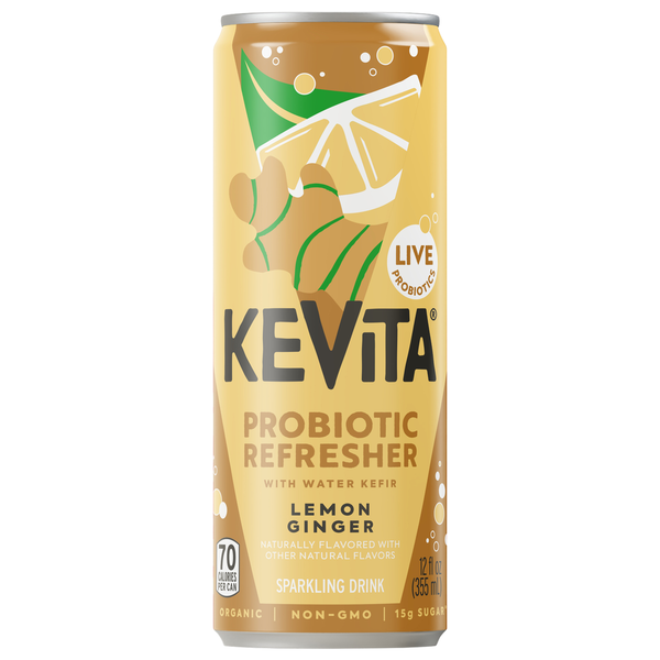 KeVita Probiotic Refresher Lemon Ginger Sparkling Drink Same-Day