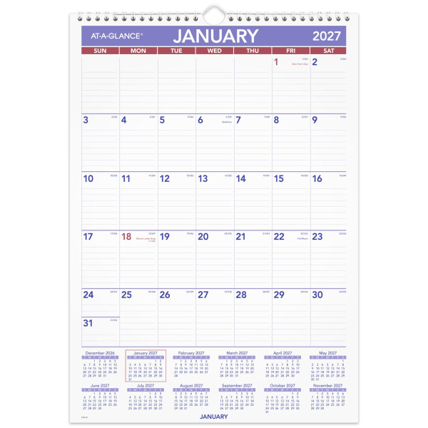 AT-A-GLANCE 2027 Monthly Wall Calendar, Medium, 12 x 17 in