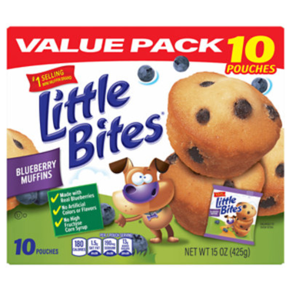 Entenmann's Little Bites, 10 ct, Blueberry, Muffins, Real Blueberries, Muffins, 15 oz