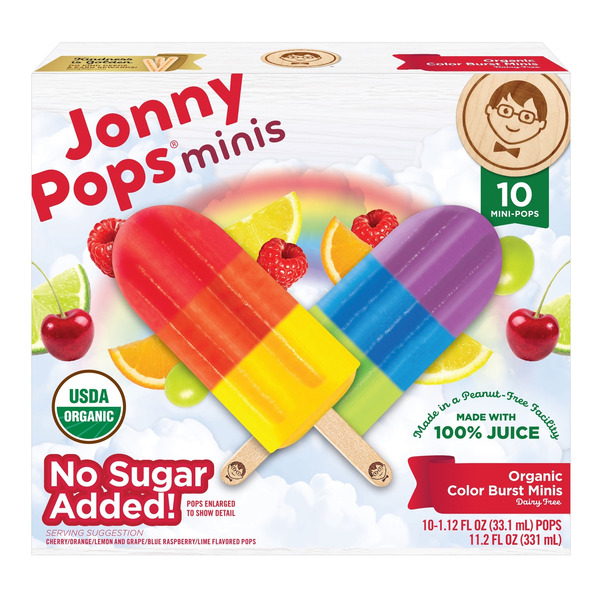 JonnyPops Organic Color Burst Mini No Sugar Added Frozen Pops Same