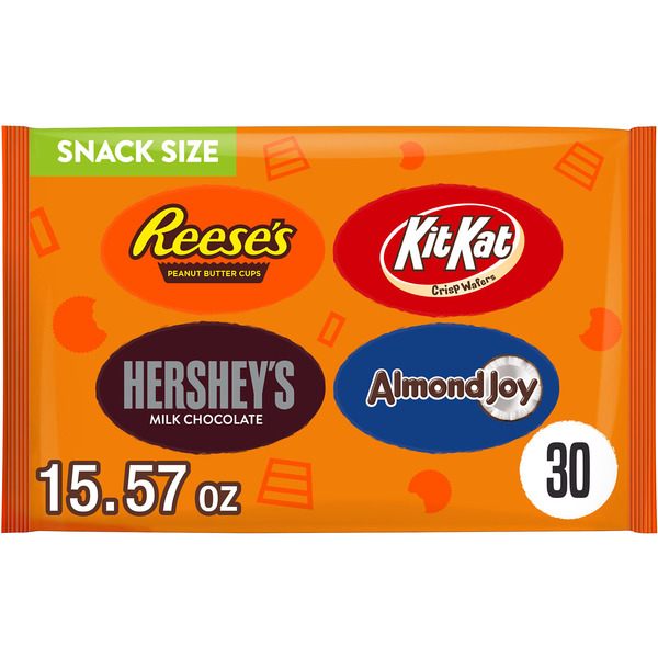 Hershey's Assorted Chocolate Snack Size, Candy Bag, 15.57 oz (30 Pieces)