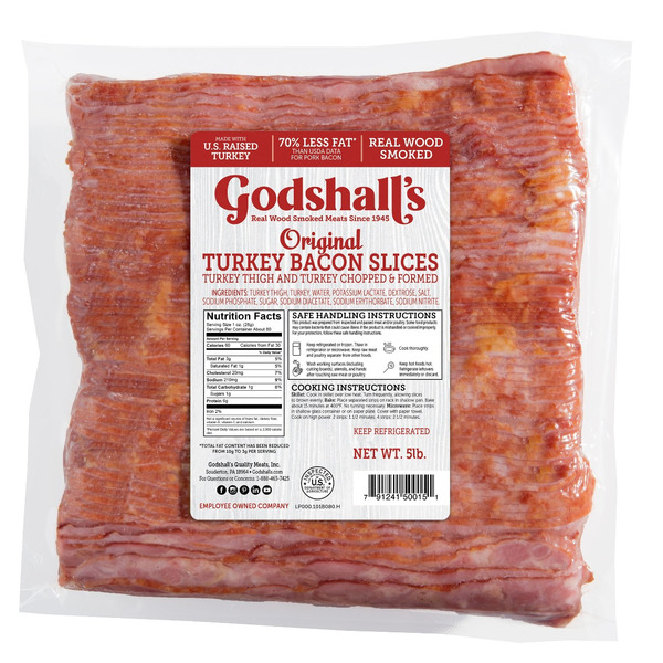 Godshall's - Smoked, Original Sliced Turkey Bacon- 5 lb