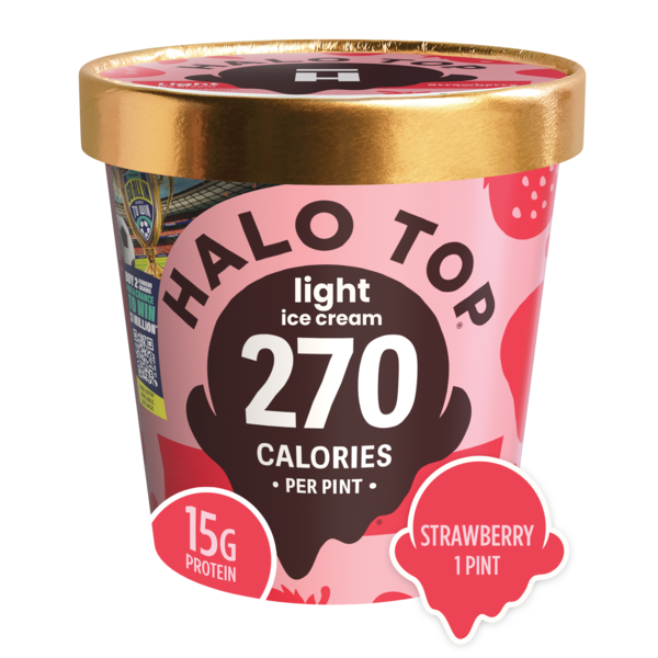 Halo Top Strawberry Light Ice Cream, 16 fl oz Pint