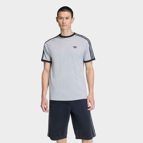 adidas Men's Adicolor Sport Classics 3-Stripes T-Shirt, L - Medium Grey Heather