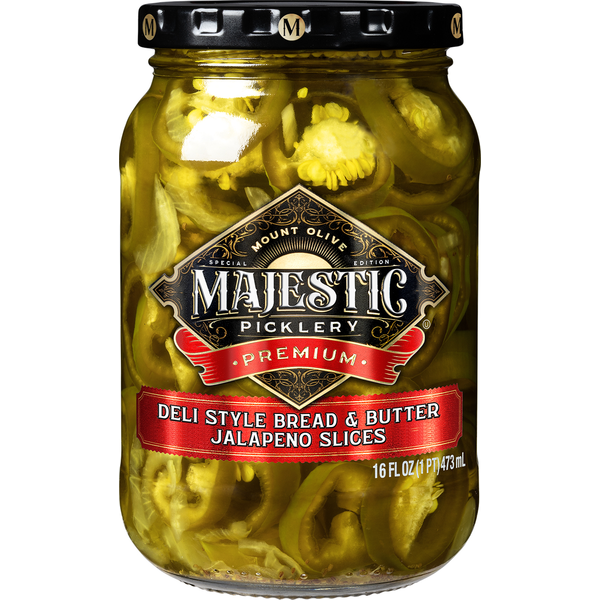 Majestic Picklery Pickles, Premium, Deli Style Bread and Butter