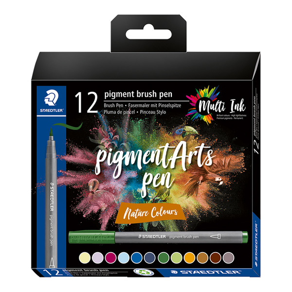 STAEDTLER Pigment Arts Multi Ink Brush Pens, Nature