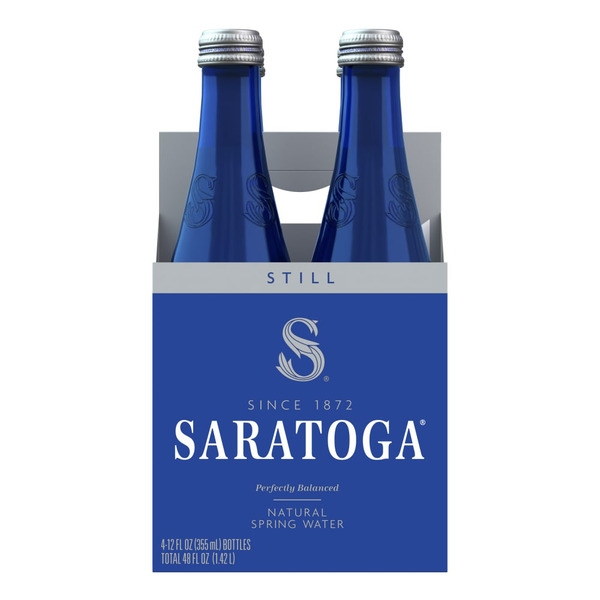 SARATOGA Still Spring Water, Glass Water Bottle, 12 Oz, Pack of 4