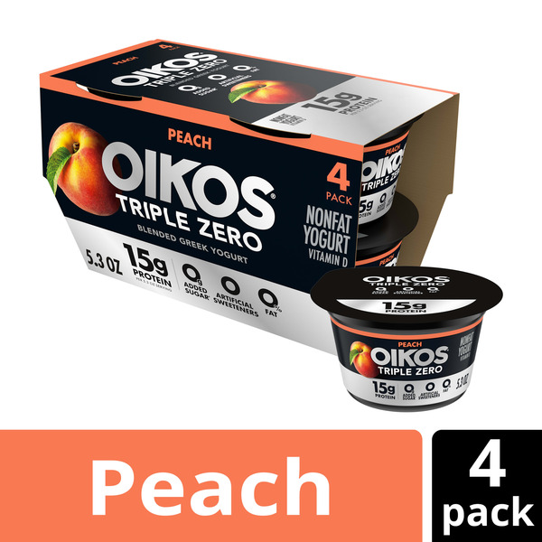 Oikos Triple Zero Peach Greek Yogurt Same-Day Delivery or Pickup