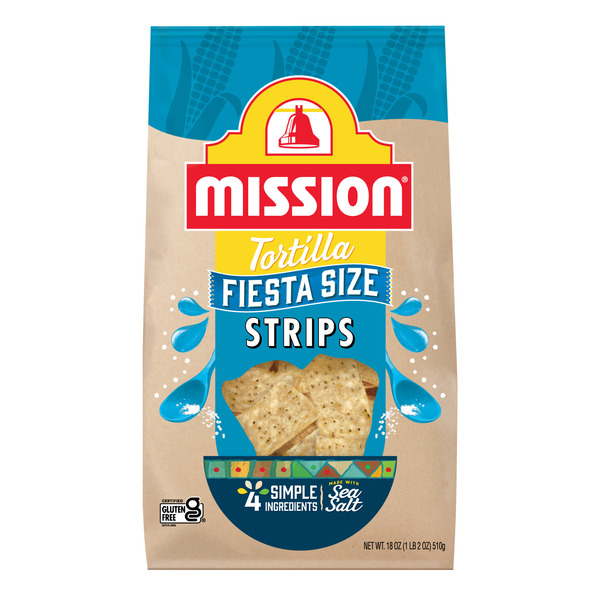Mission Strips White Corn Tortilla Chips, 18 Ounce Bag