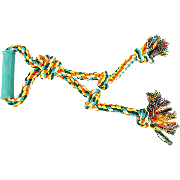 Play On Rope Dog Toy With 2 Knots, 2 Tassle & Handle