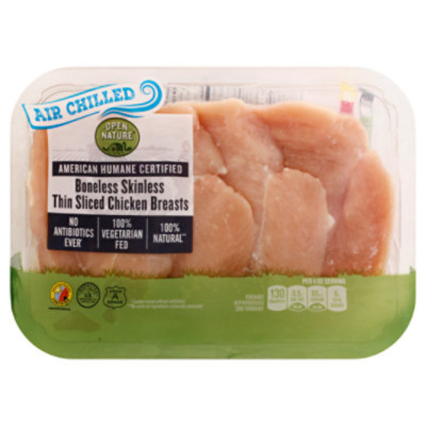 Open Nature Air Chilled Thin Sliced Boneless Skinless Chicken Breast