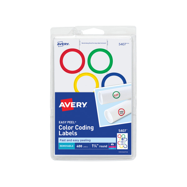 Avery Color Coding Removable Round Multipurpose Labels - Assorted Colors - 1/4"