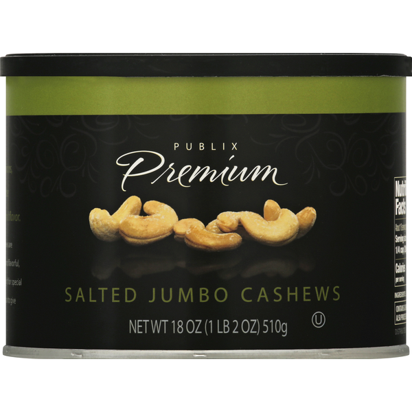 Publix Premium Cashews, Salted, Jumbo (18 oz) Instacart