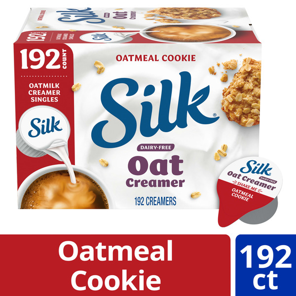 Silk Oat Creamer, Oatmeal Cookie, Smooth, Lusciously Creamy Dairy Free and Gluten Free Creamer From the No. 1 Brand of Plant Based Creamers, 192 Coffee Creamer Singles
