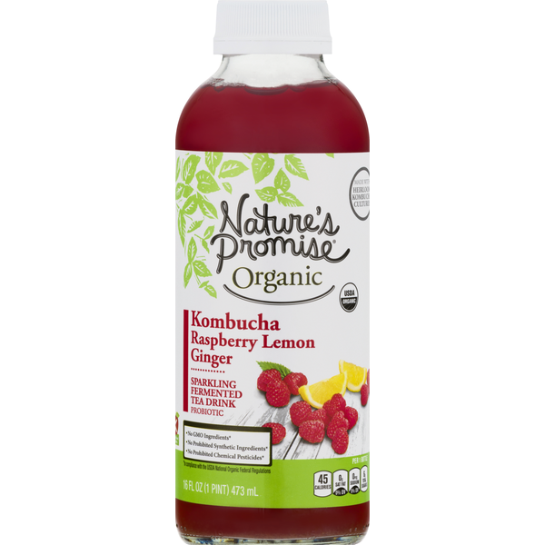 Nature's Promise Kombucha, Raspberry Lemon Ginger (16 oz) Instacart