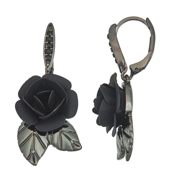 Vera Wang Women's Black Rose Drop Earrings