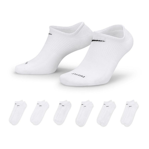 Nike Women's Everyday Lightweight No Show Socks, L - White/Black