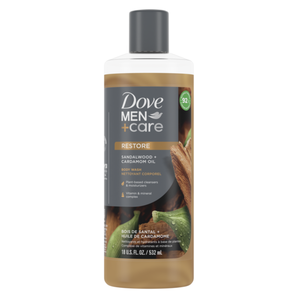 Dove Men+Care Restoring Body Wash Sandalwood Cardamom Oil Same-Day