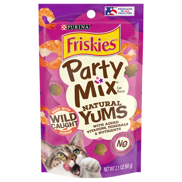 Purina Friskies Party Mix Cat Treats, Natural Yums With Wild