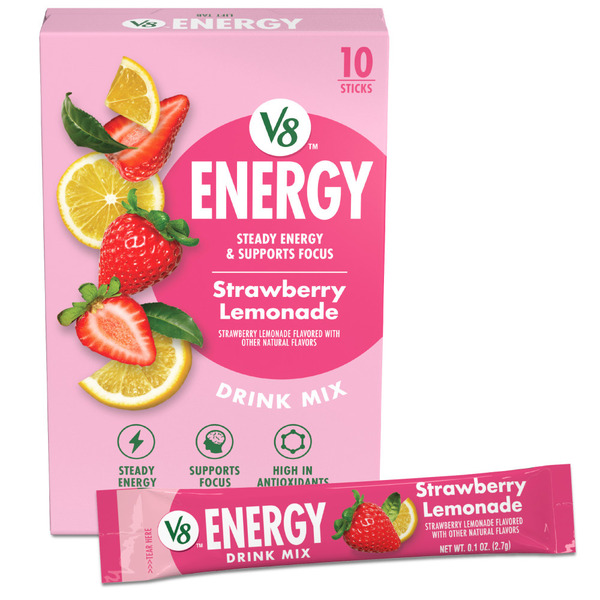 V8 Energy Strawberry Lemonade Energy Drink Powder Same-Day
