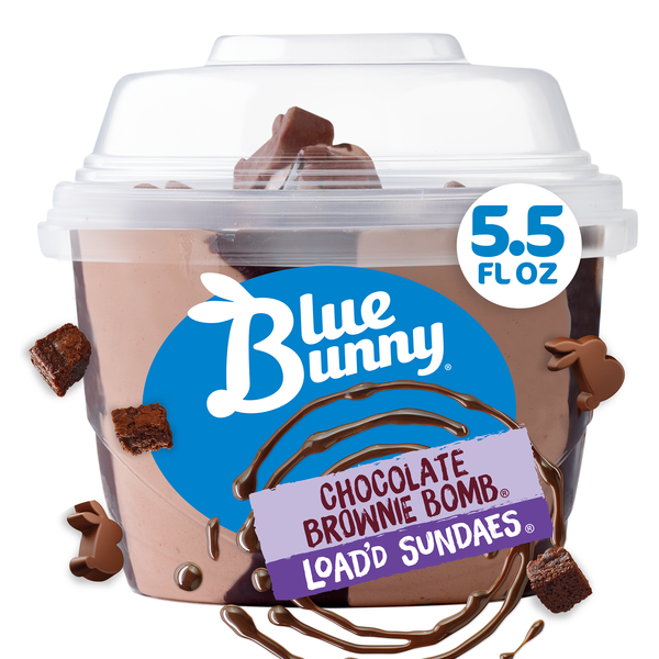 Blue Bunny Chocolate Brownie Bomb Load'd Sundaes, 5.5 fl oz Same