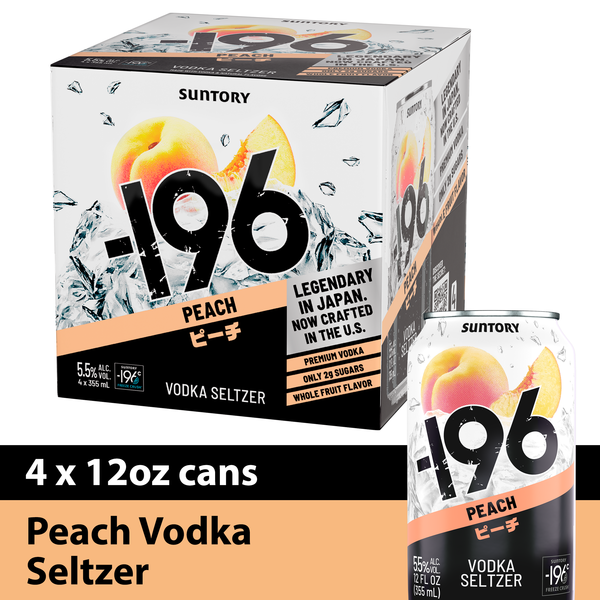 196 Peach Vodka Seltzer 4x355 ml Same-Day Delivery or Pickup