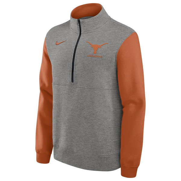 Nike Men's Texas Longhorns Club Fleece Half-Zip, L - Dark Grey Heather