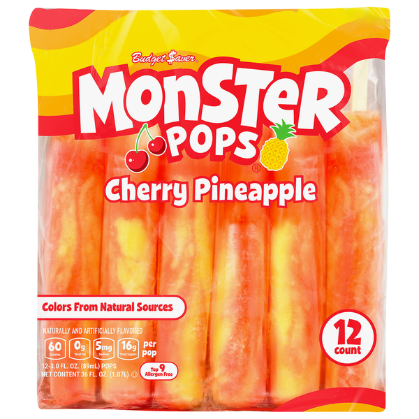 Budget Saver Monster Pops Slushed Cherry-Pineapple