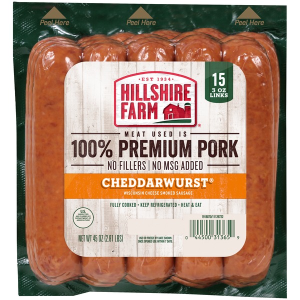 Hillshire Farm Premium Pork Cheddarwurst® Sausage Links, 45 oz. (15 ct
