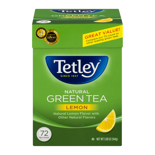 Tetley Natural Green Tea With Lemon - 72 Count Tea Bags Same-Day