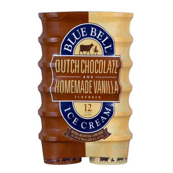 Blue Bell Vanilla and Chocolate Ice Cream Cups